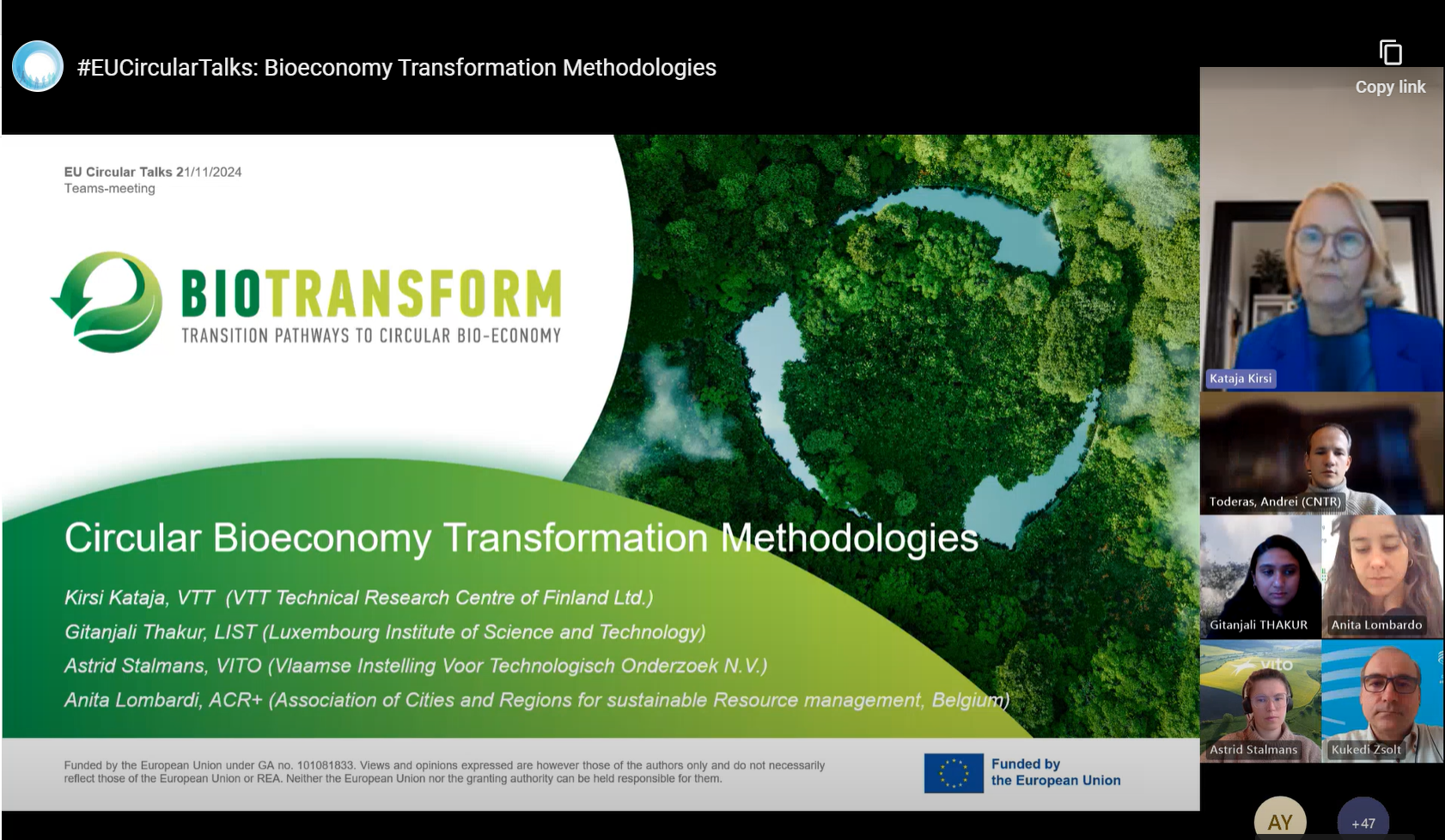 BIOTRANSFORM project discusses methodologies and governance mechanisms for the transition to Circular Bioeconomy with regional managers during the ECESP Circular talk